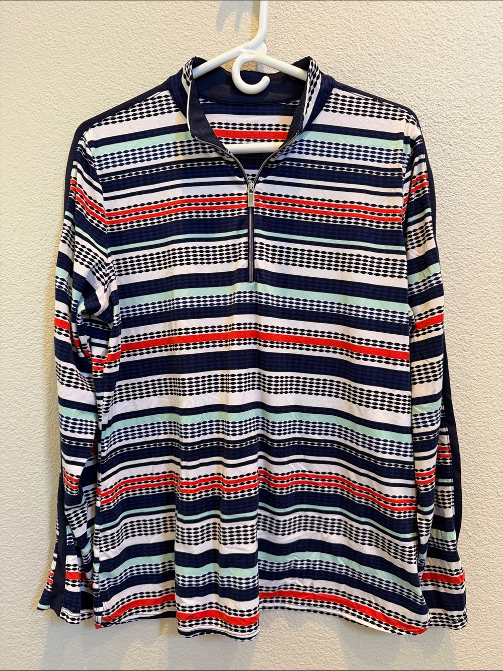 Tail Womens Striped Quarter-Zip Long Sleeve Shirt tennis Pickleball golf